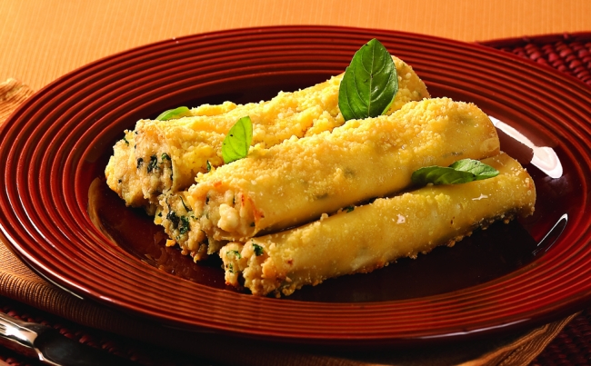Canelones rellenos de queso de cabra